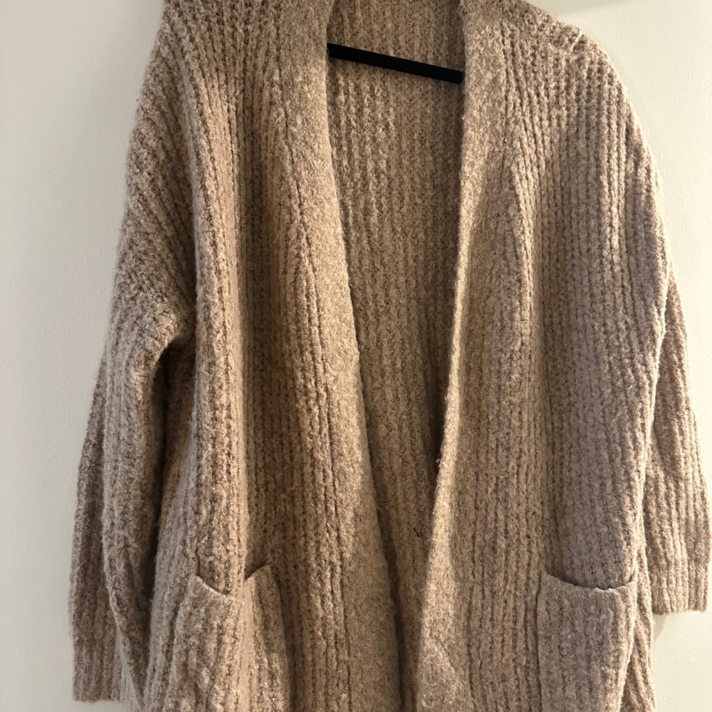 Cozy Tan Oversized Cardigan